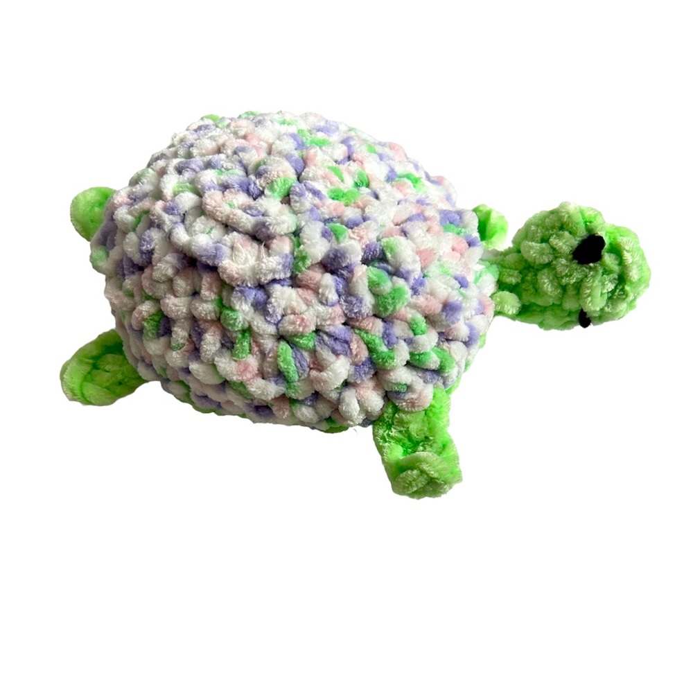 HAND CRAFTED Crocheted Amigurumi Colorful Soft Chenille Turtle Toy - Picture 7 of 7